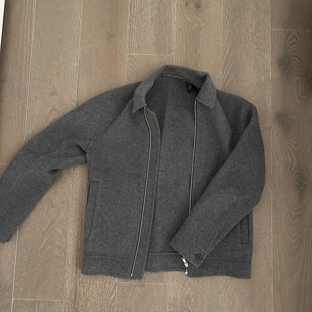 Theory Men's Charcoal Gray Zip-Up Wool Jacket Sweater
